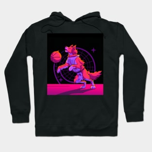 Cyberpunk Shepherd Dog Playing Basketball Hoodie